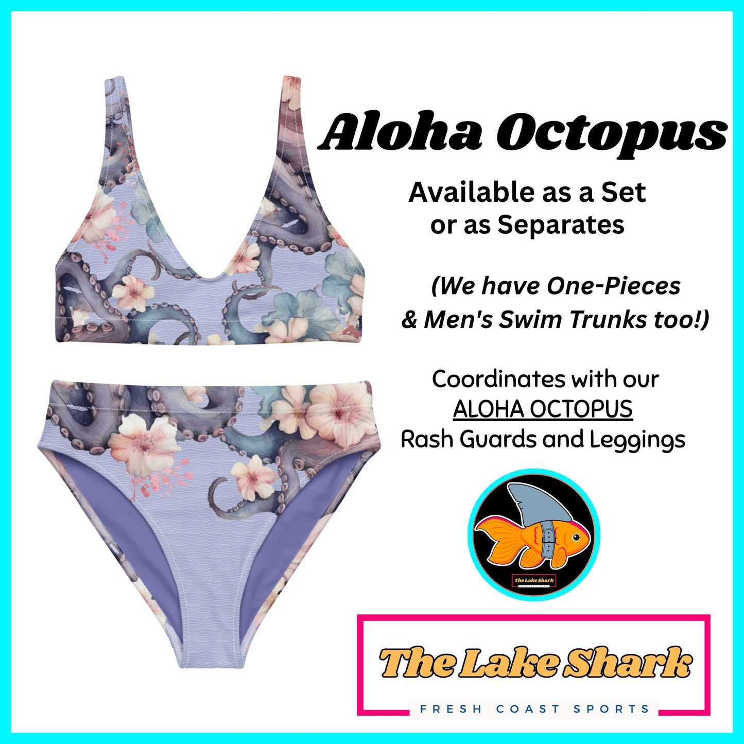 Aloha Octopus: Bikini Top in Perfect Perano