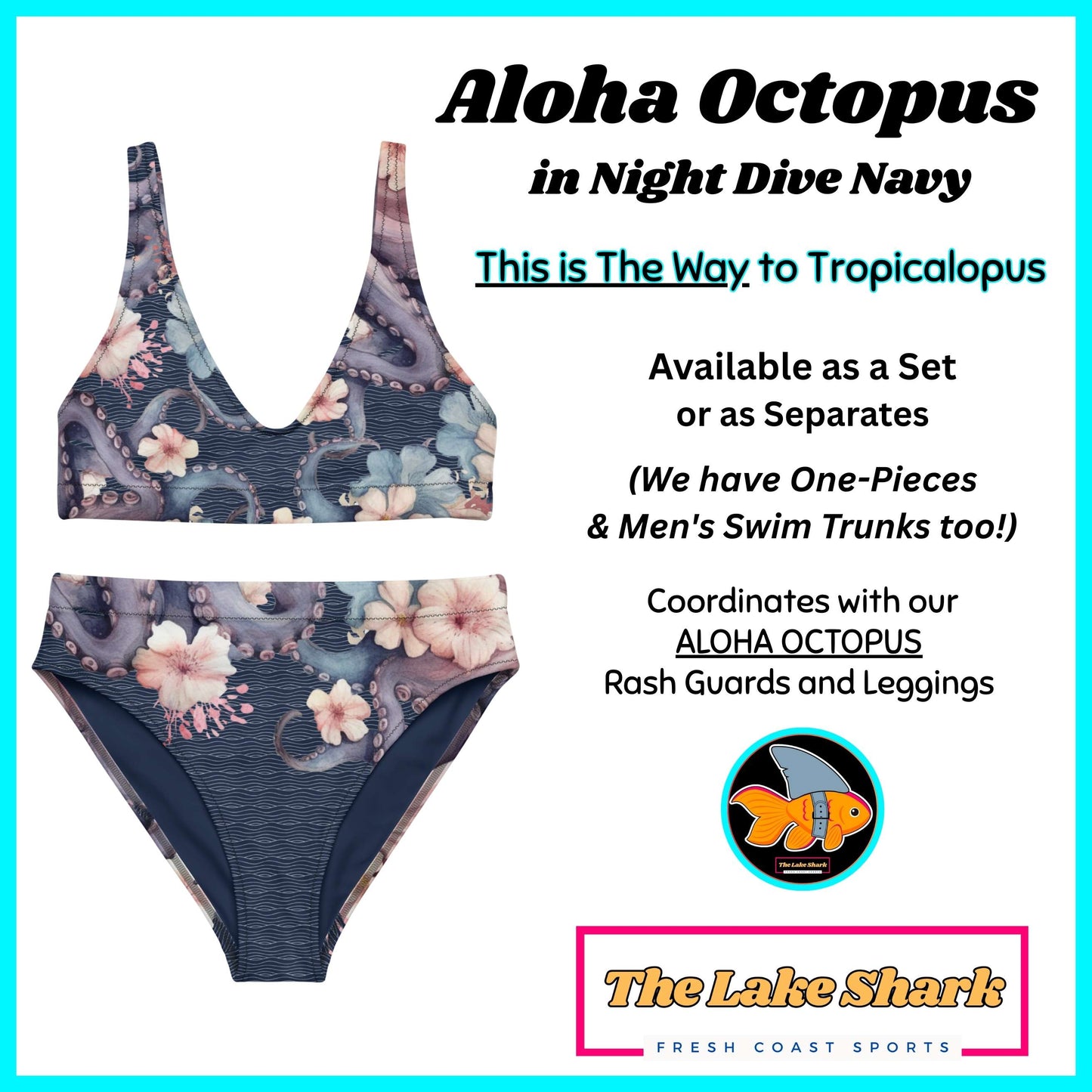 Aloha Octopus: Bikini Set in Night Dive Navy