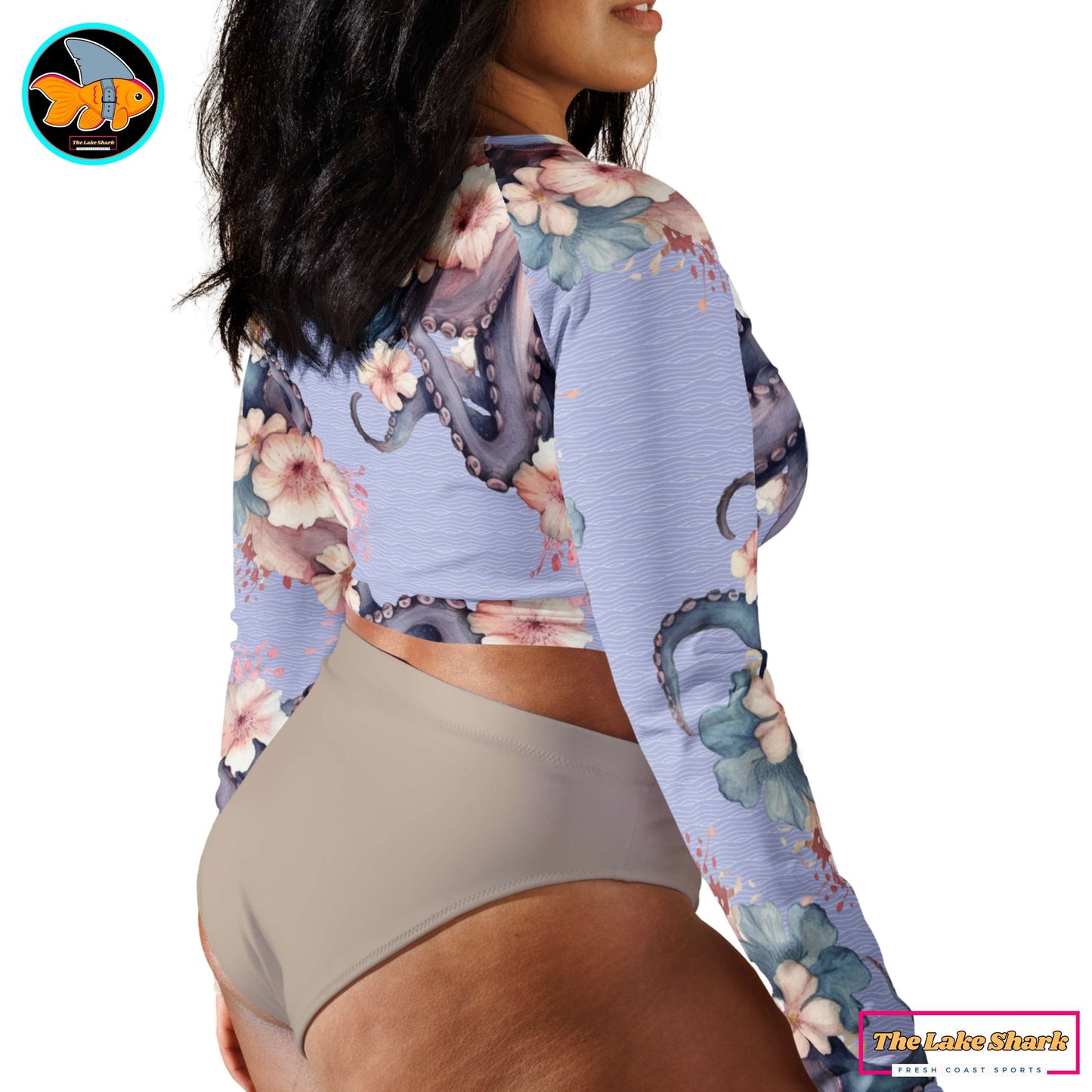 Aloha Octopus: Crop-Top Rashguard in Perfect Perano