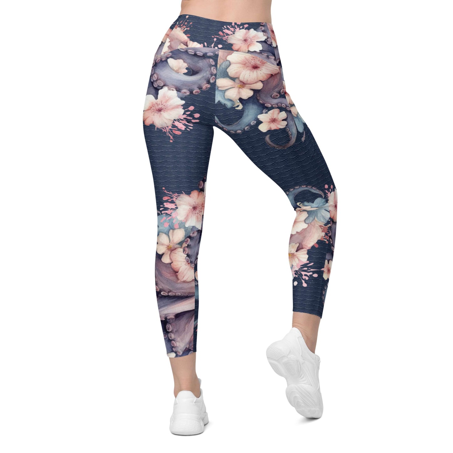 Aloha Octopus: Women's Leggings in Night Dive Navy
