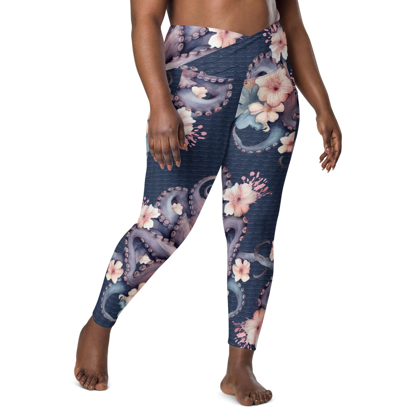 Aloha Octopus: Women's Leggings in Night Dive Navy