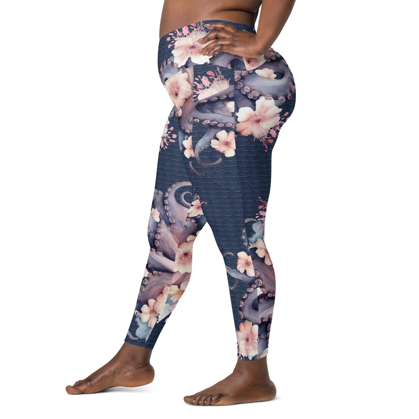 Aloha Octopus: Women's Leggings in Night Dive Navy