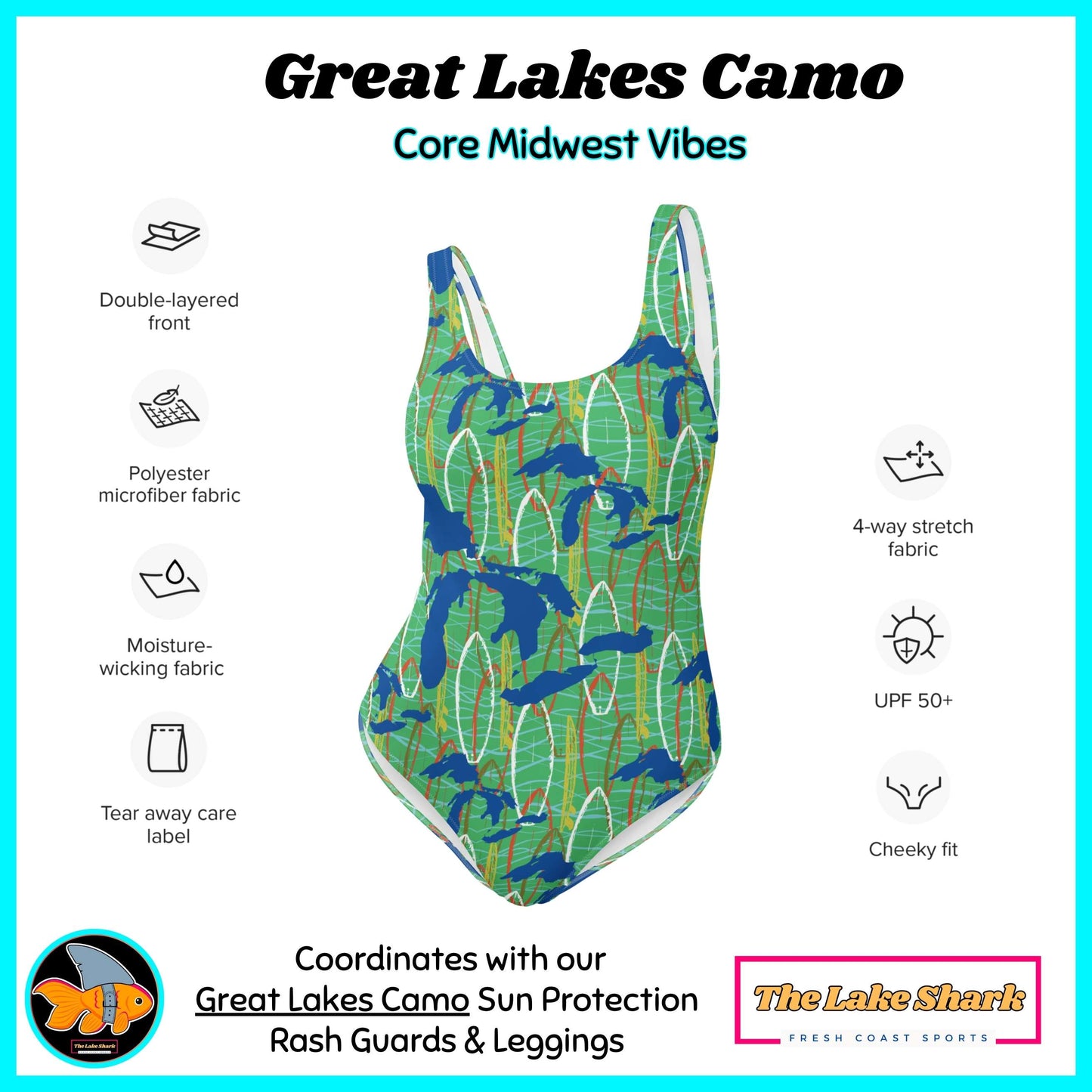 Great Lakes Camo: One-Piece Swimsuit