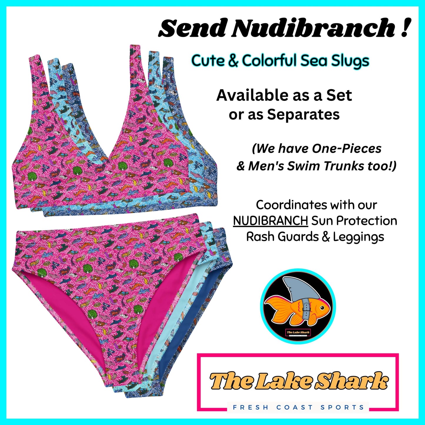 Nudibranch Sea Slugs: Bikini Set in Deep-Sea Blue