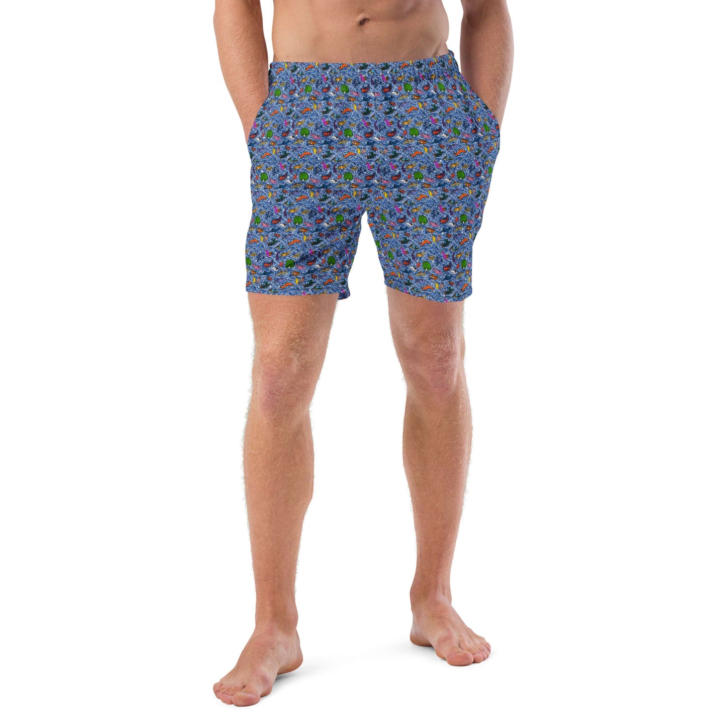 Nudibranch Sea Slugs: Men's Swim Trunks in Deep-Sea Blue