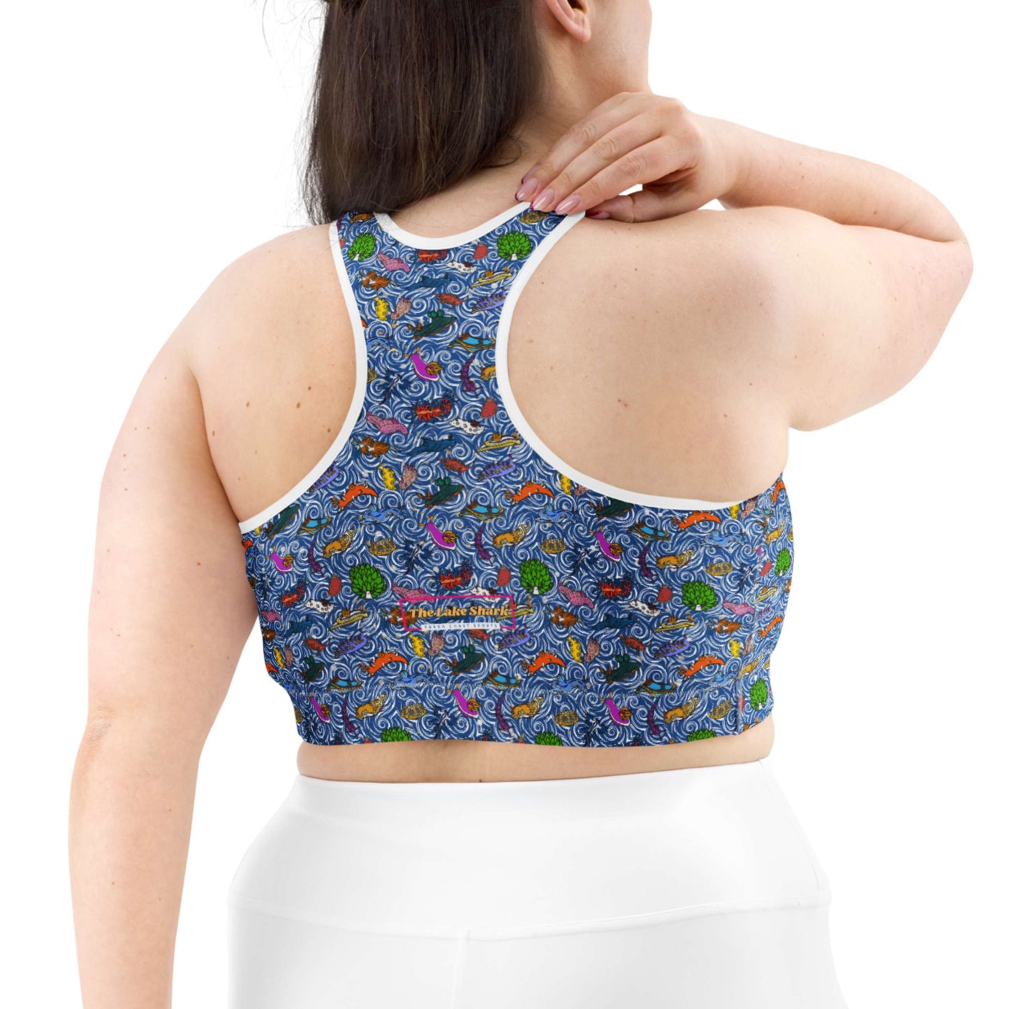 Nudibranch Sea Slugs: Racerback Swim Bra in Dark Blue