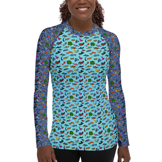 Nudibranch Sea Slugs: Women's Rash Guard in Blue Seas