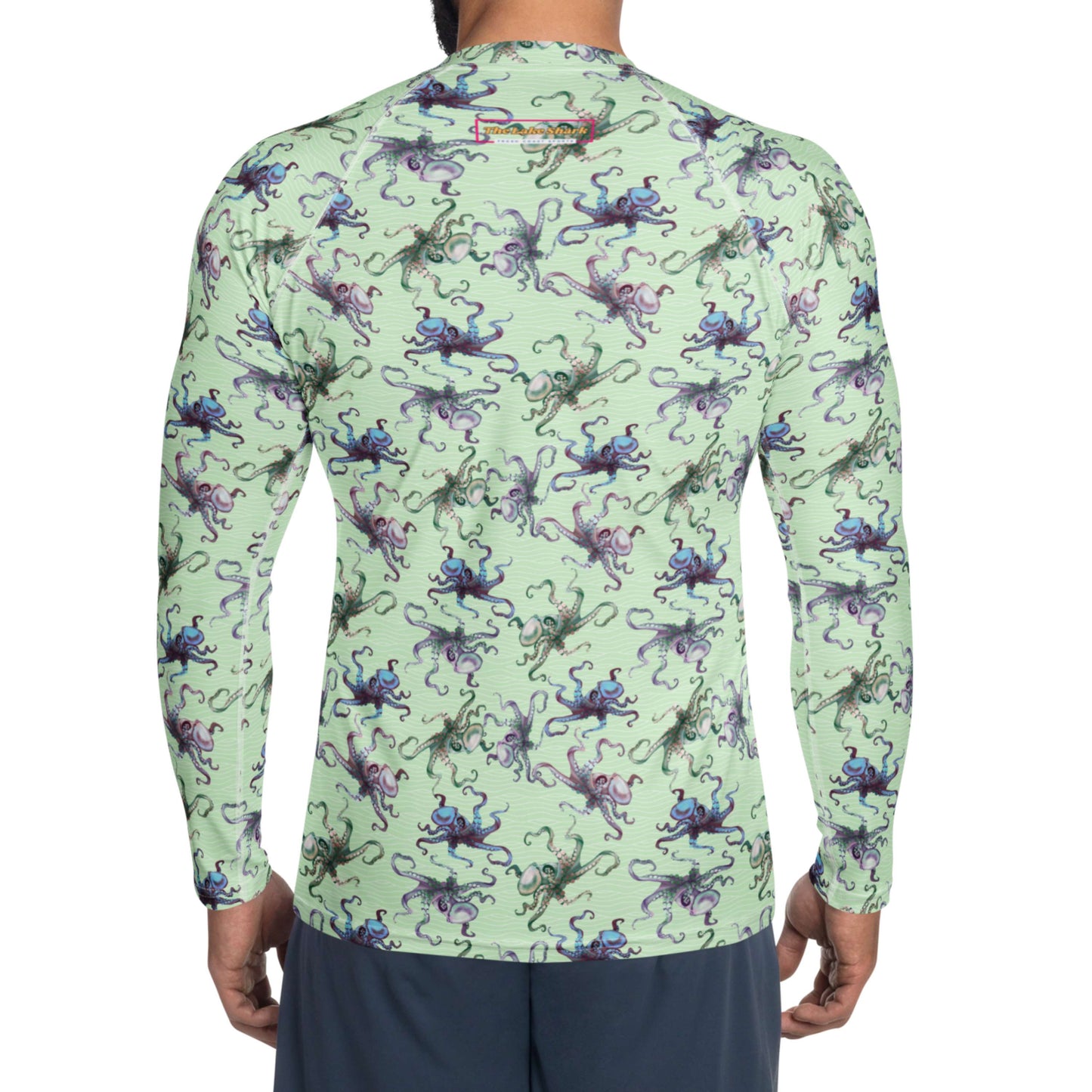 Octopus Splats: Men's Rash Guard Top in light green