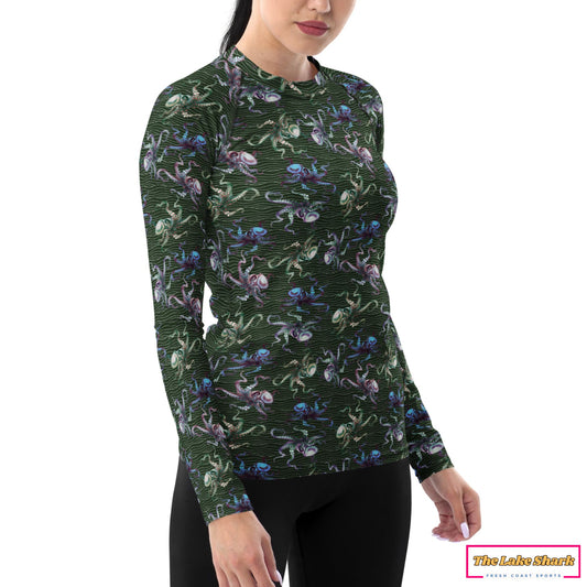 Octopus Scuba Diving Rash Guard for Women size XS S M L XL 2XL 3XL Plus-Size Designer Made in the USA
