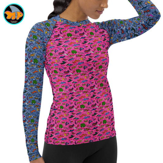 Nudibranch Sea Slugs: Women's Rash Guard in Pink