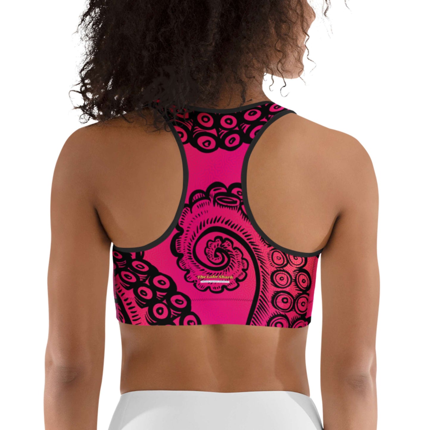 Tentacle Twist: Racerback Swim Bra in Pink Sunset