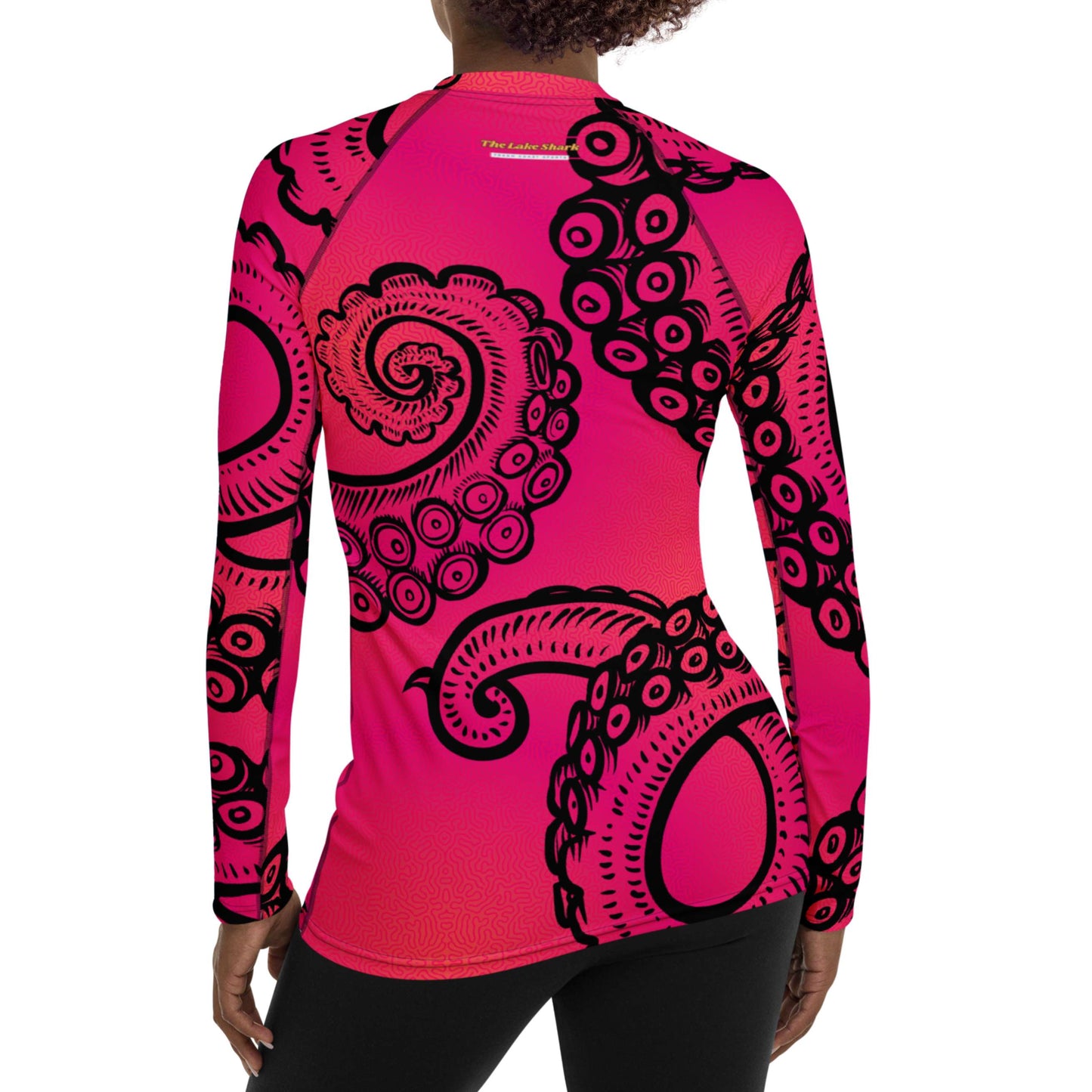 Tentacle Twist: Pink Octopus Women's Rash Guard Top