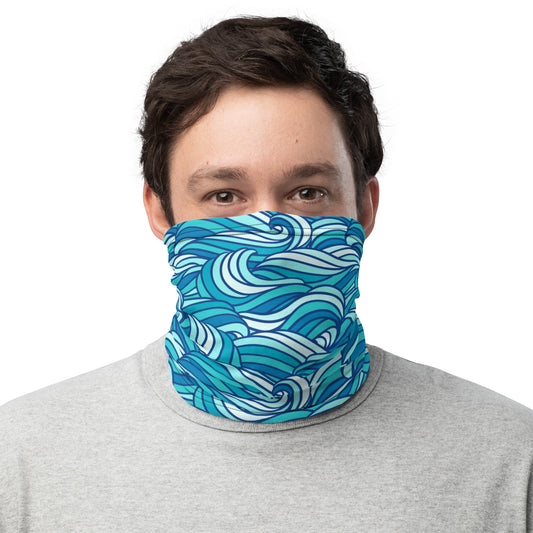 Sea Swirl Waves Graphic Design Gaiter Buff for Scuba Diving Hair Sun Protection SUP by The Lake Shark