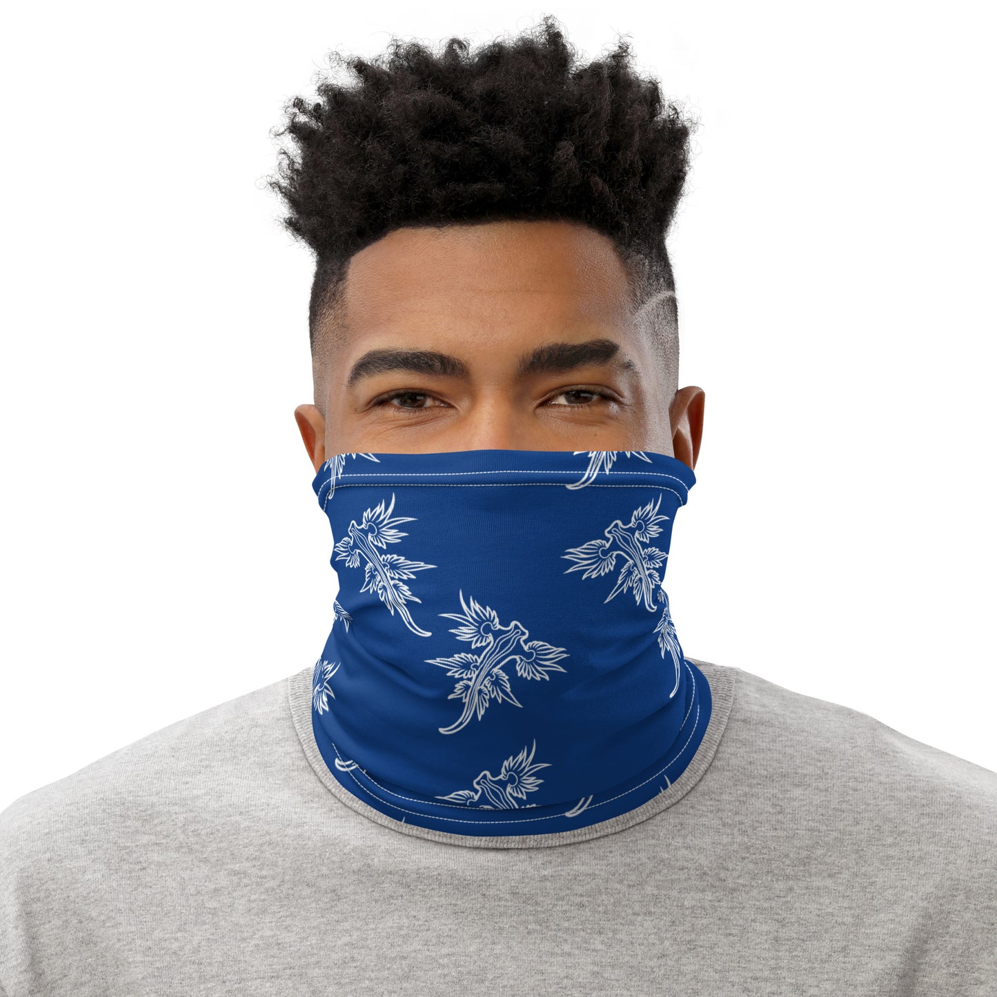 Nudibranch Sea Slugs Blue Dragon Graphic Design Gaiter Buff for Scuba Diving Hair Sun Protection SUP by The Lake Shark