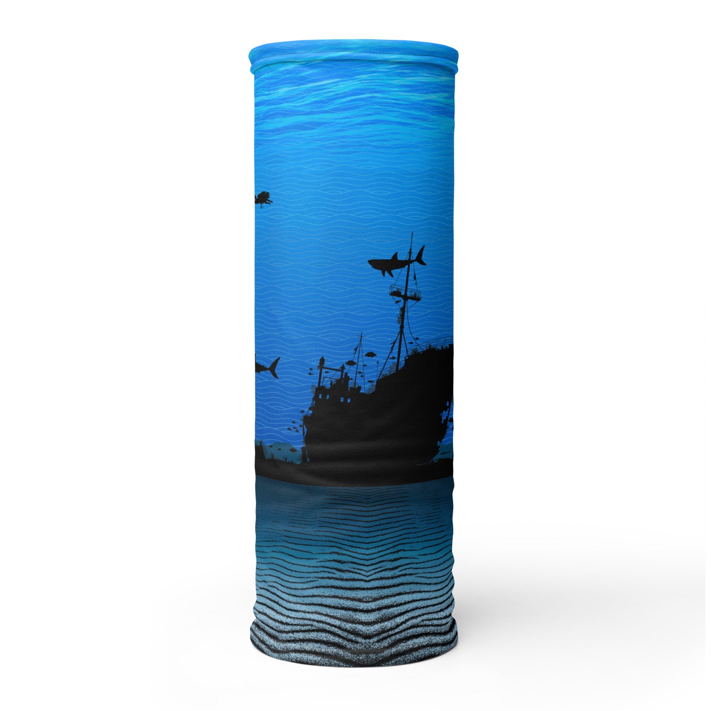 Wreck Diving Sharks Shipwrecks Scuba Diving Graphic Design Gaiter Buff for Scuba Diving Hair Sun Protection SUP by The Lake Shark