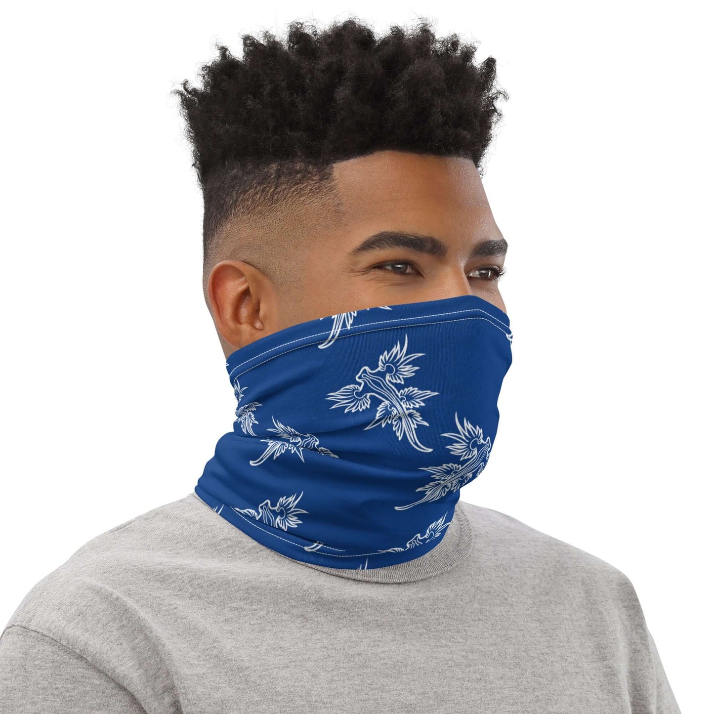 Nudibranch Sea Slugs Blue Dragon Graphic Design Gaiter Buff for Scuba Diving Hair Sun Protection SUP by The Lake Shark