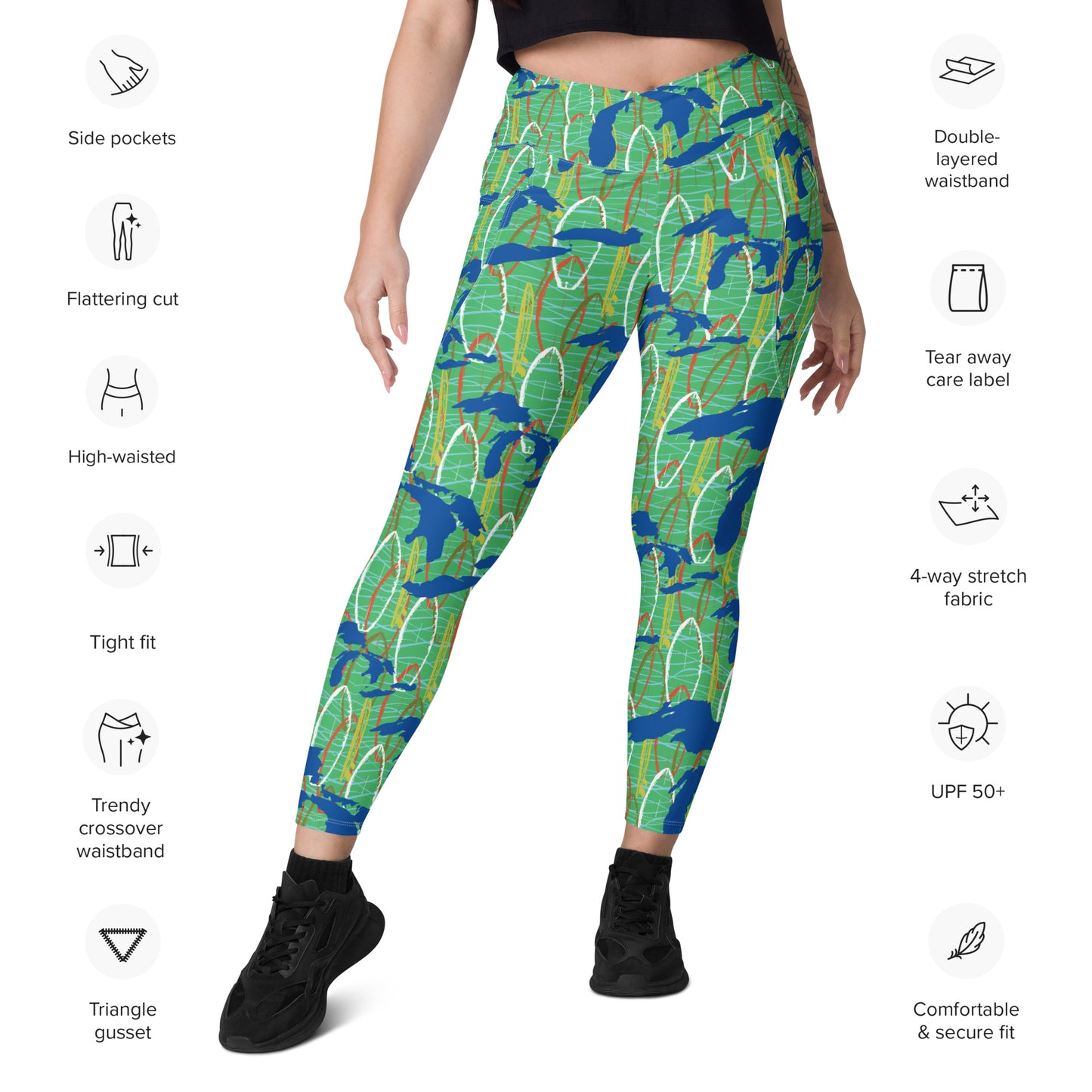 Great Lakes Camo: Women's Swim & Sports Leggings