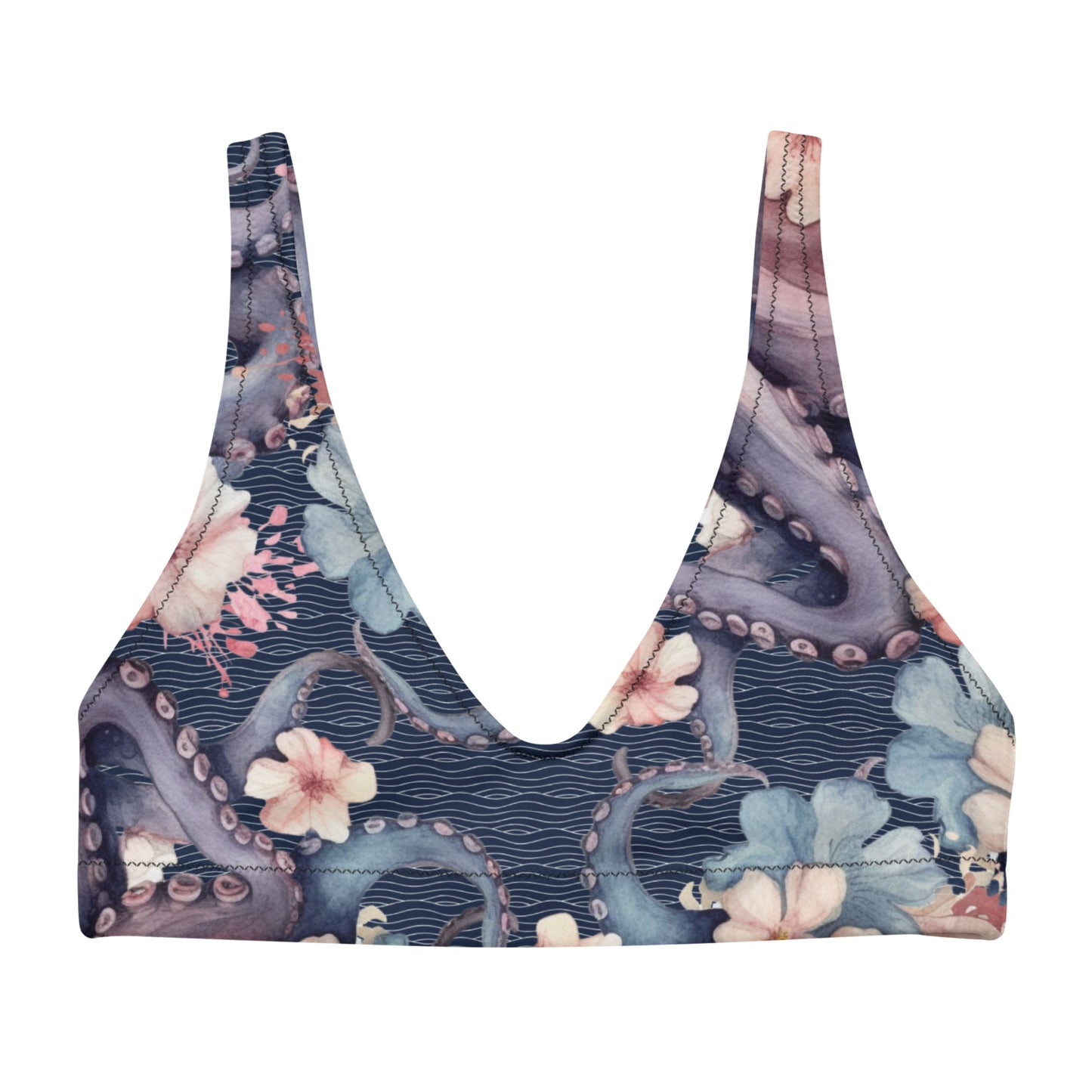 Aloha Octopus: Bikini Top in Night Dive Navy