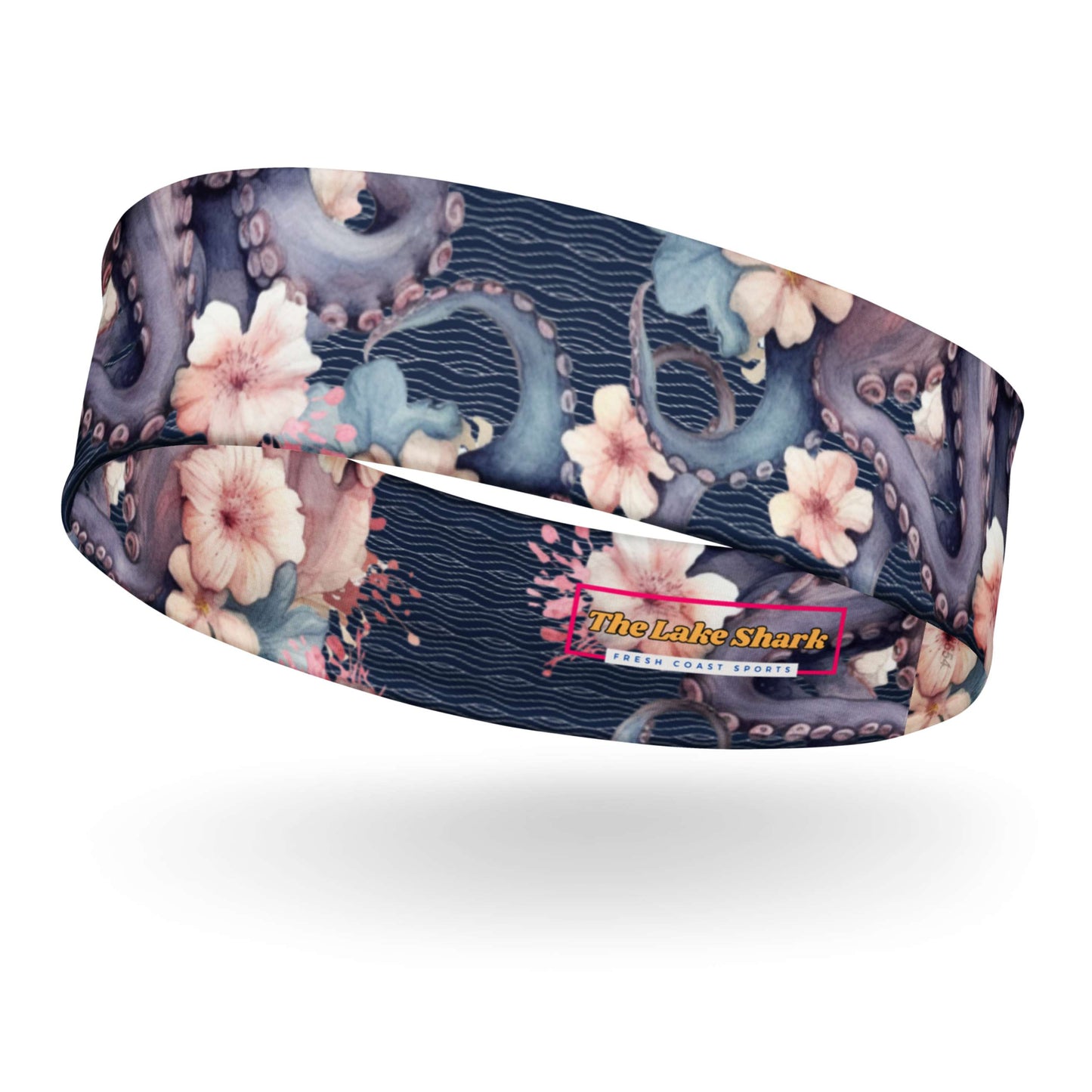 Aloha Octopus Night Dive Tentacles with Hawaiian Flowers Graphic Design Headband for Scuba Diving Hair Sun Protection SUP by The Lake Shark