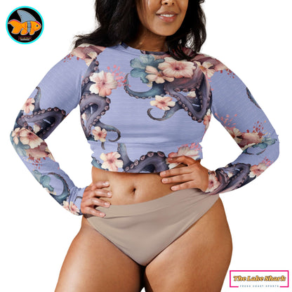 Aloha Octopus: Crop-Top Rashguard in Perfect Perano