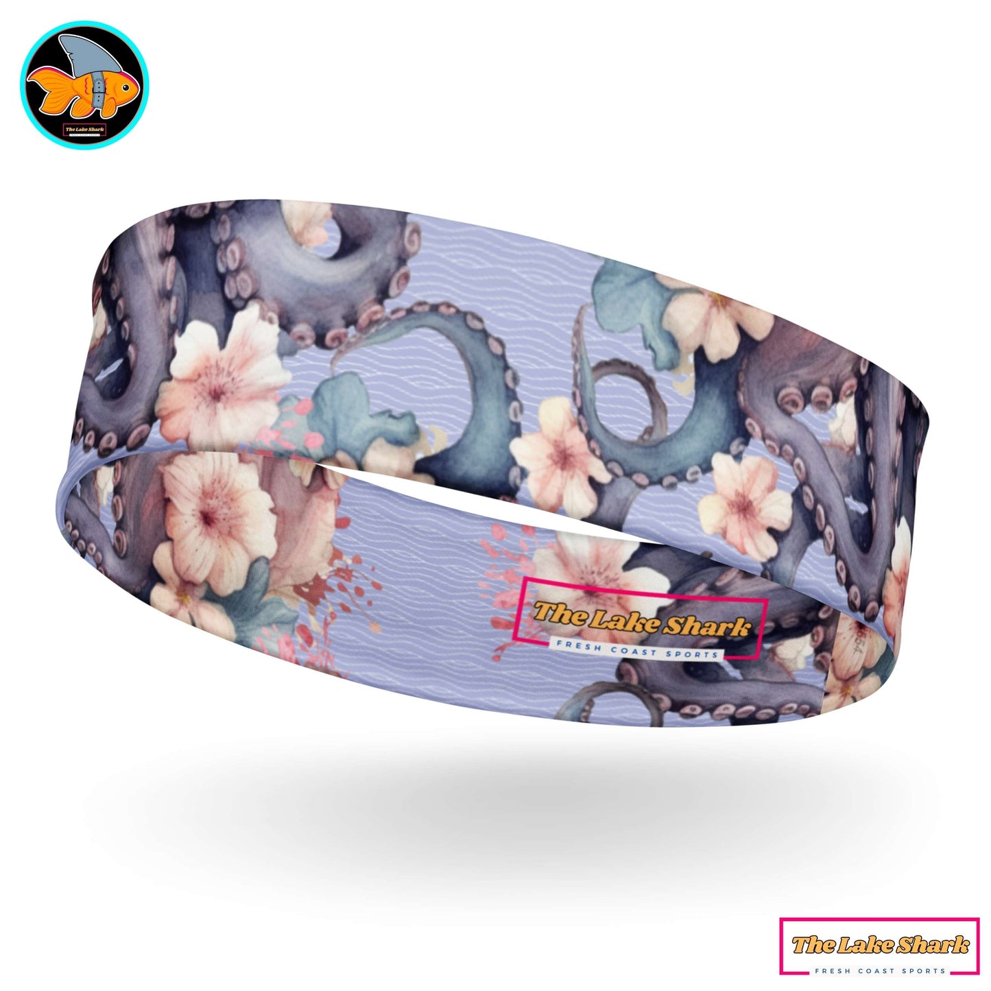Aloha Octopus Tentacles with Hawaiian Flowers Graphic Design Headband for Scuba Diving Hair Sun Protection SUP by The Lake Shark