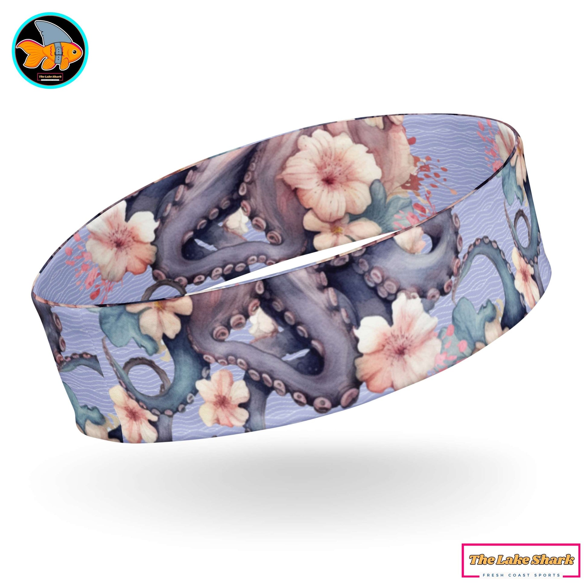 Aloha Octopus Tentacles with Hawaiian Flowers Graphic Design Headband for Scuba Diving Hair Sun Protection SUP by The Lake Shark