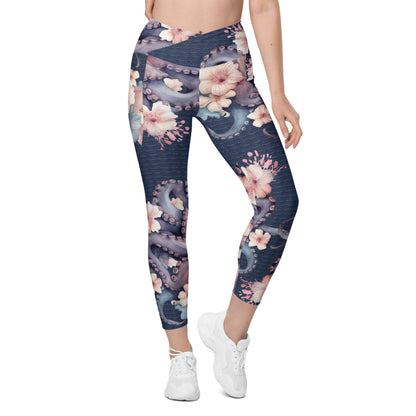 Aloha Octopus: Women's Leggings in Night Dive Navy