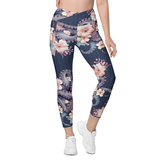 Aloha Octopus: Women's Leggings in Night Dive Navy