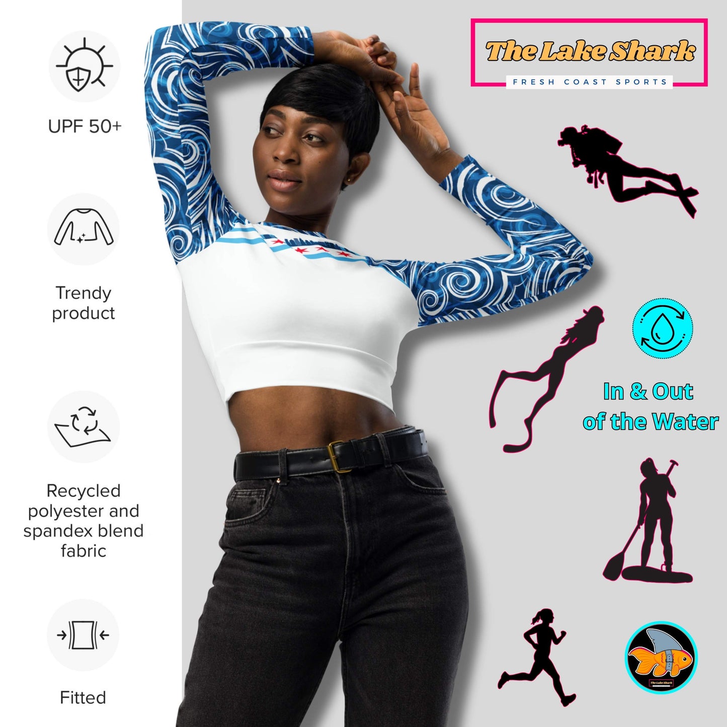 Chicago Local Blues: Crop-Top Rash Guard