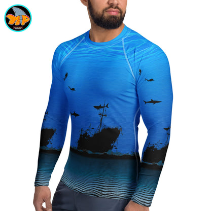 Get Wrecked! Shipwrecks, Sharks, & Scuba Diving: Men's Rash Guard