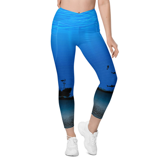 Get Wrecked! Shipwrecks, Sharks, & Scuba Diving: Women's Swim & Sports Leggings