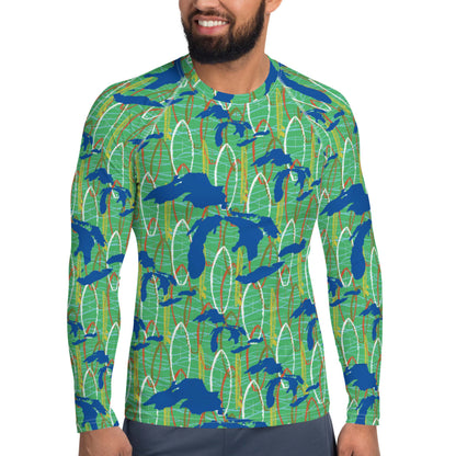 Great Lakes Camo: Men's Rash Guard Top