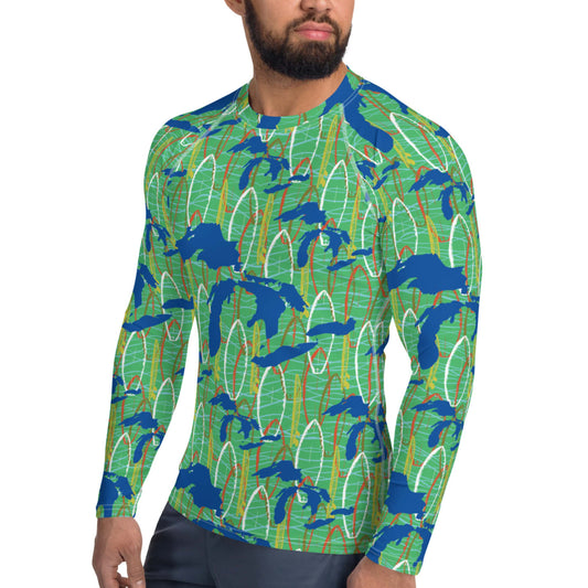 Great Lakes Camo: Men's Rash Guard Top
