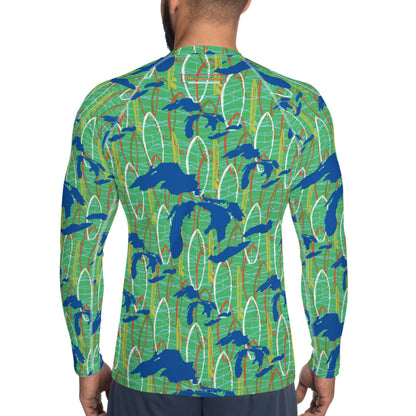 Great Lakes Camo: Men's Rash Guard Top