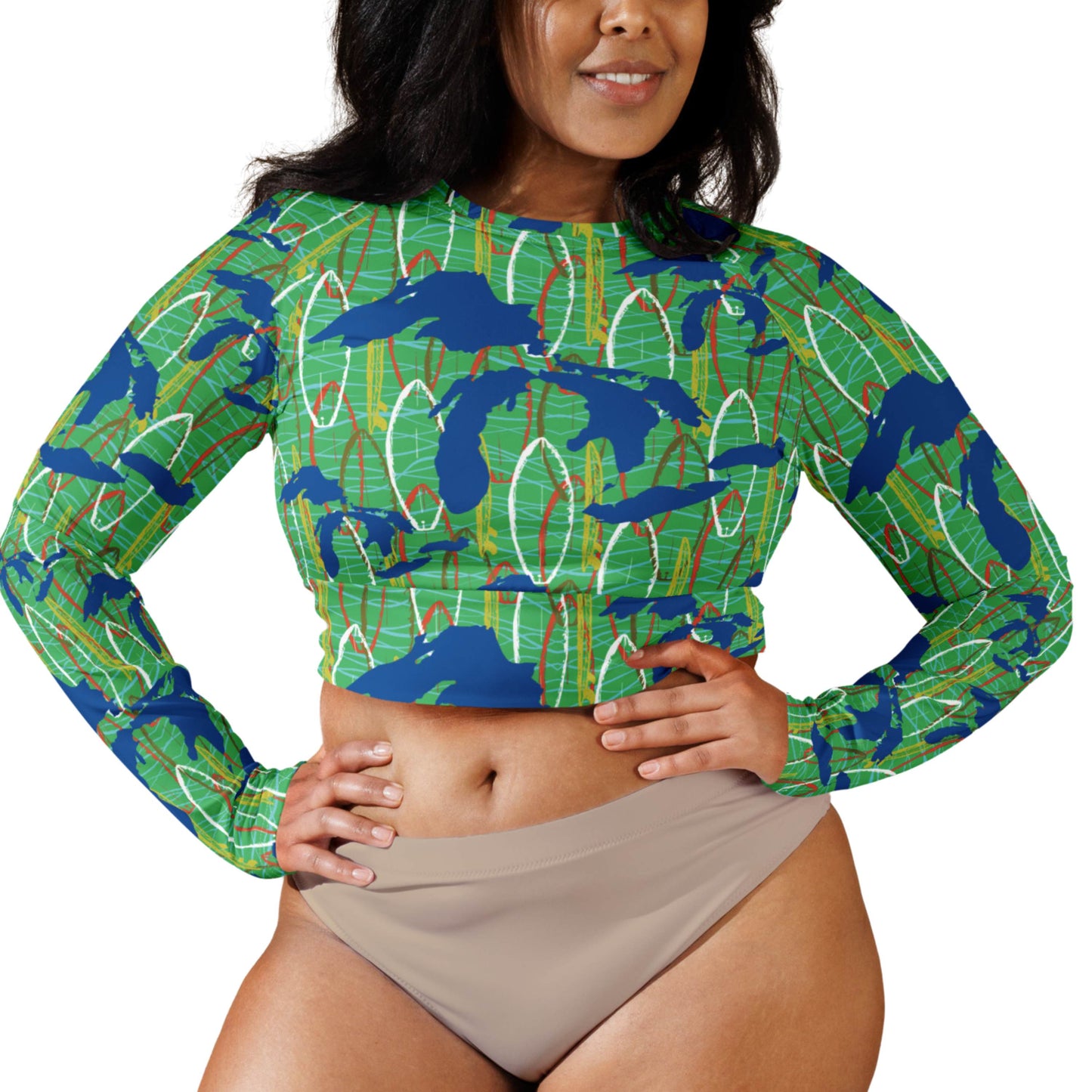 Great Lakes Camo: Crop-Top Rashguard