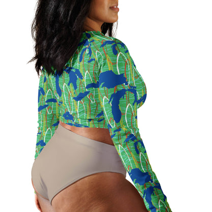 Great Lakes Camo: Crop-Top Rashguard