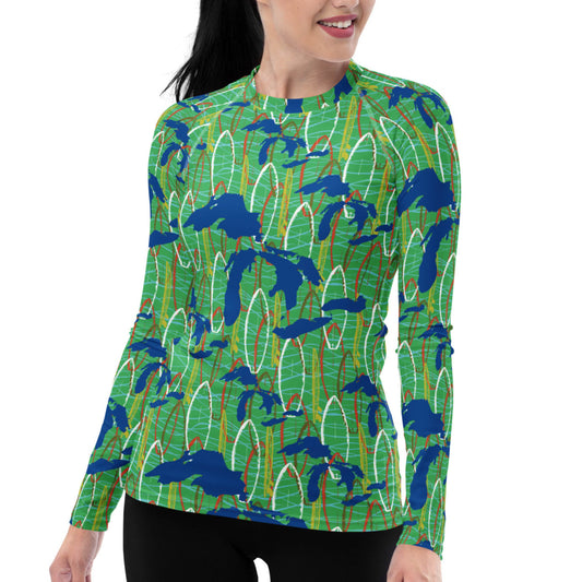 Great Lakes Camo: Women's Rash Guard Top