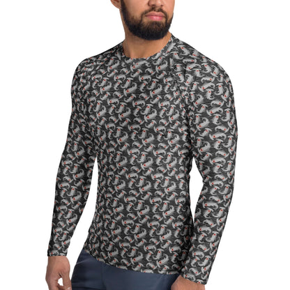 Hammerhead Sharks: Men's Rash Guard Top in Dark Charcoal
