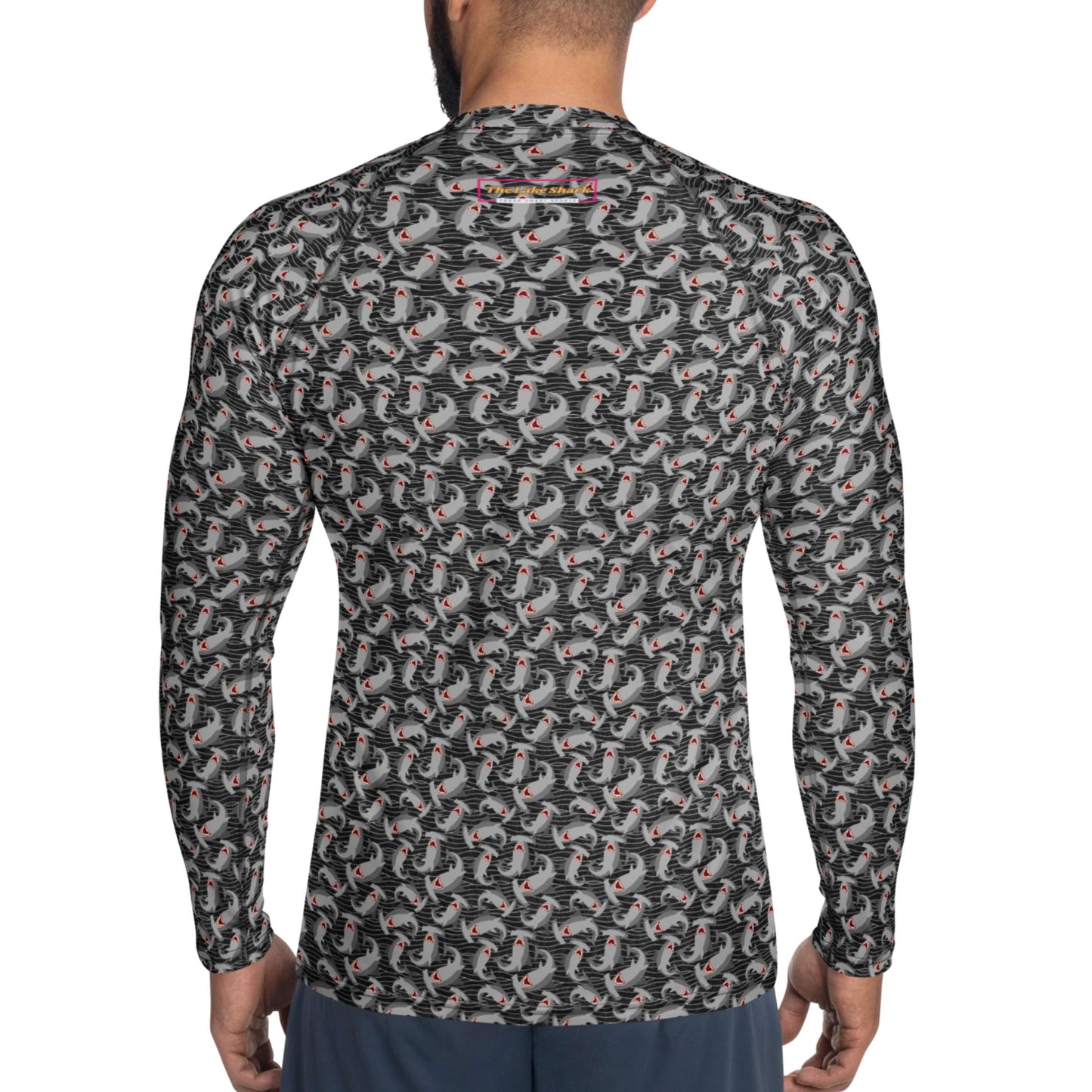 Hammerhead Sharks: Men's Rash Guard Top in Dark Charcoal