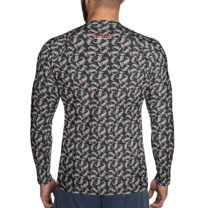 Hammerhead Sharks: Men's Rash Guard Top in Dark Charcoal