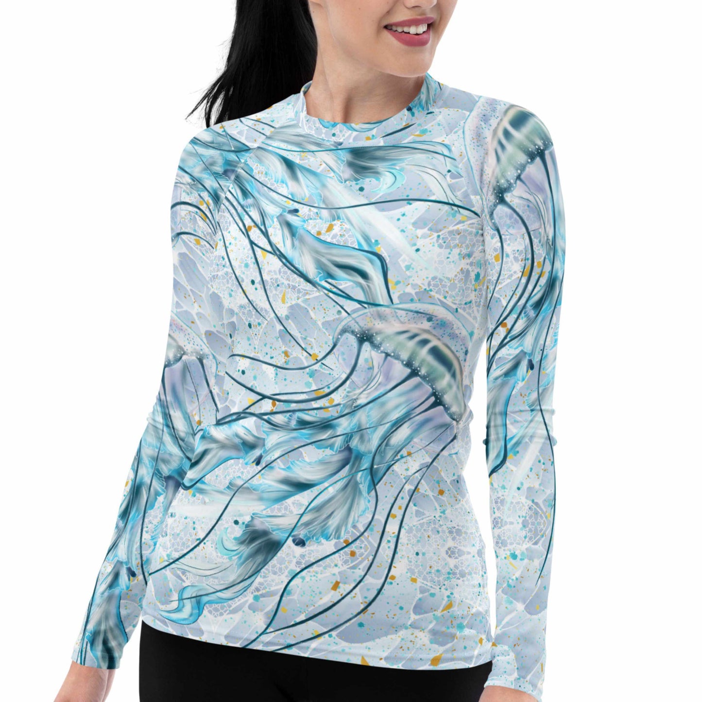 Jellyfish Mist: Women's Rash Guard Top (XS-3XL)