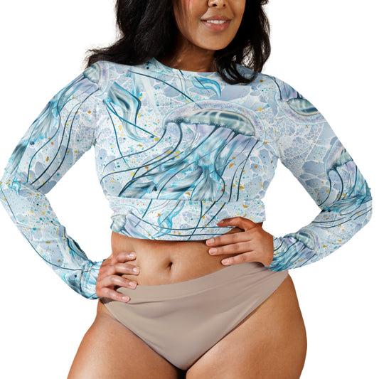 Jellyfish Mist: Crop-Top Rashguard (XXS-6XL)