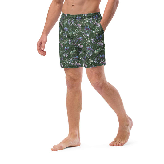 Octopus Splats: Men's Swim Trunks in Muck Monster Green