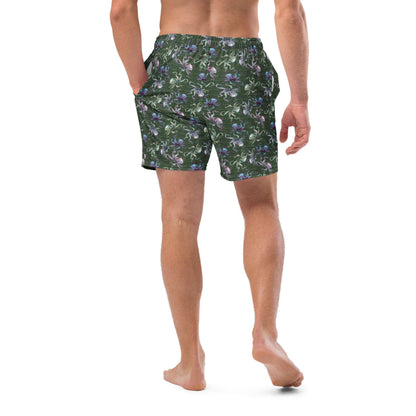 Octopus Splats: Men's Swim Trunks in Muck Monster Green