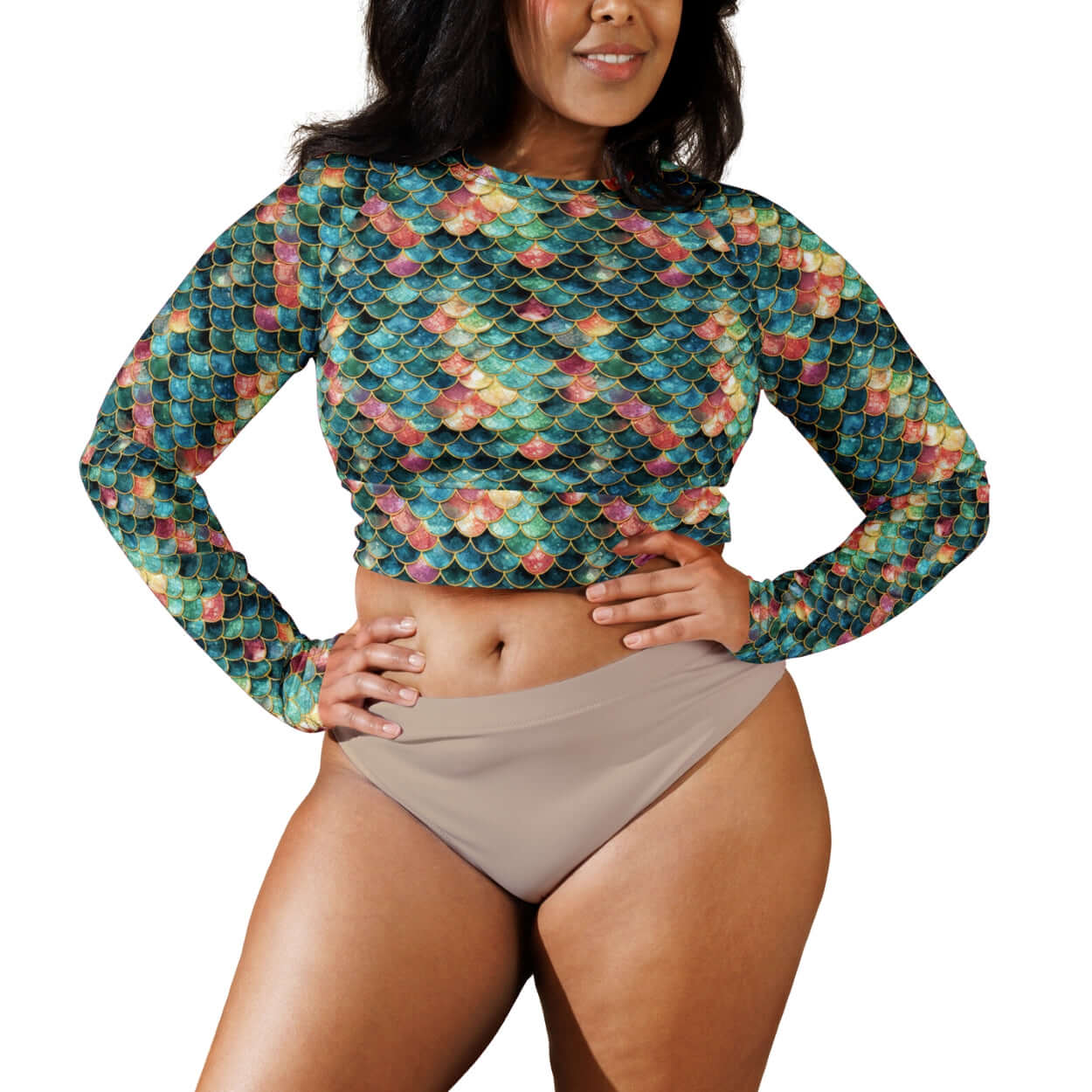 Mermaid Jewel: Crop-Top Rashguard