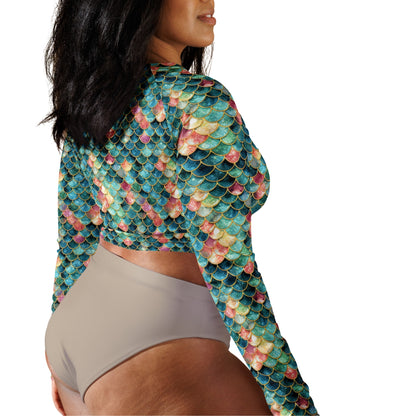 Mermaid Jewel: Crop-Top Rashguard