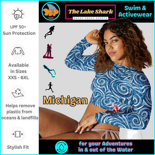 Michigan Local Blues: Crop-Top Rash Guard
