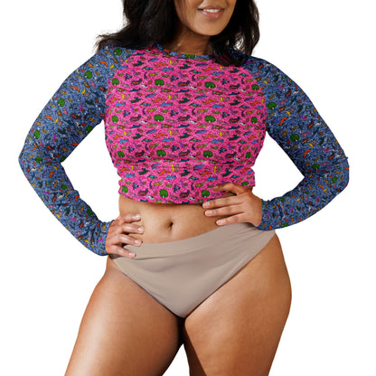 Nudibranch Sea Slugs: Crop-Top Rashguard in Pink