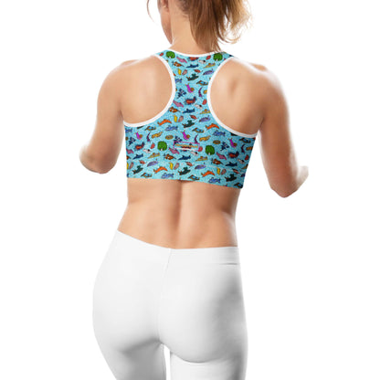 Nudibranch Sea Slugs: Racerback Swim Bra in Tropical Blue