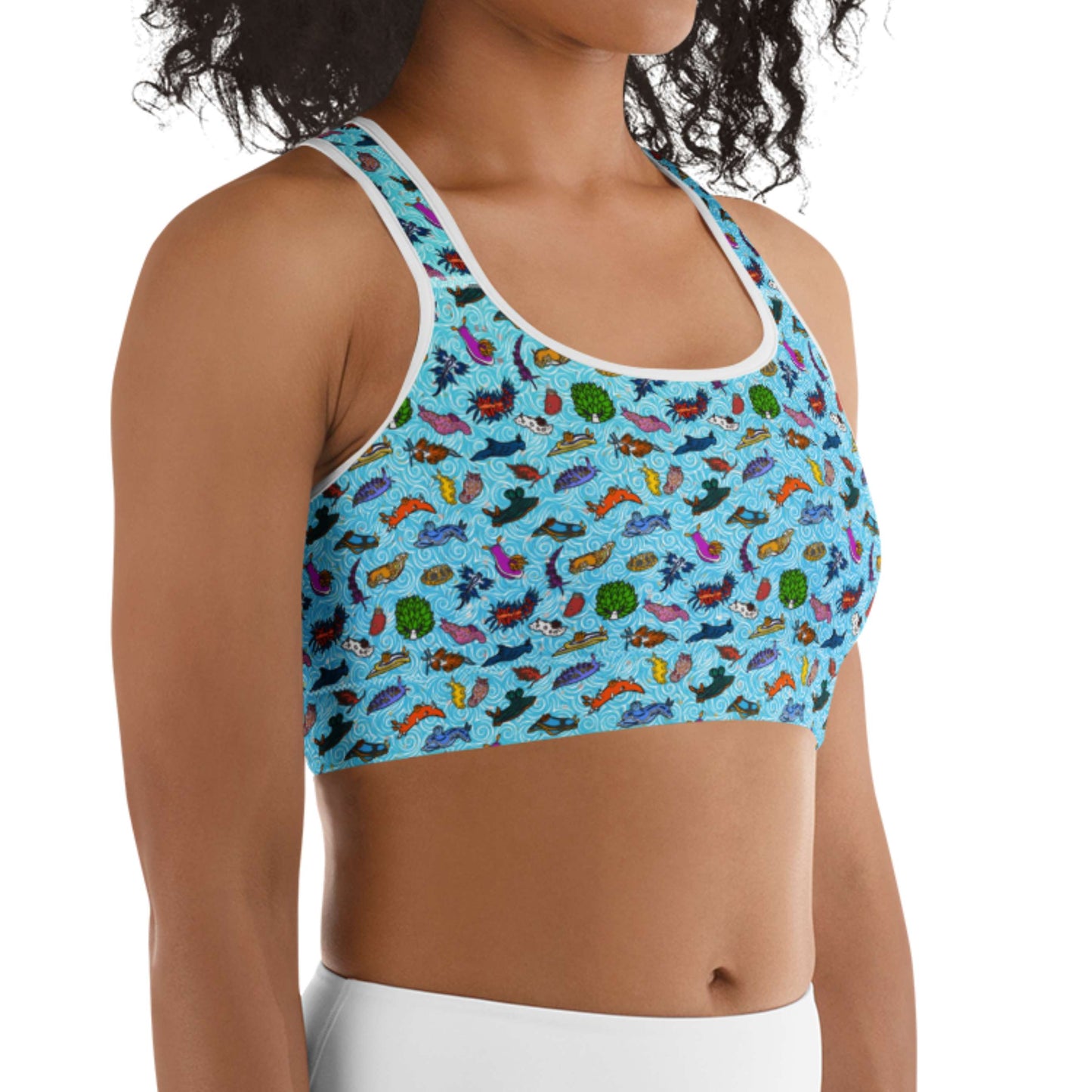 Nudibranch Sea Slugs: Racerback Swim Bra in Tropical Blue